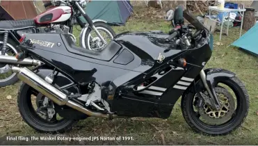  ??  ?? Final fling. The Wankel Rotary-engined JPS Norton of 1991.