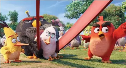  ?? Columbia Pictures and Rovio Animation ?? “The Angry Birds Movie,” which features Chuck (Josh Gad), Bomb (Danny McBride), Matlida (Maya Rudolph) and Red (Jason Sudeikis), is the first movie based on an app. It opens on May 20.