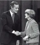  ?? AMY SANCETTA/AP ?? Geraldine Ferraro warned Vice President George Bush not to patronize her during their debate Oct. 11, 1984.