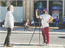  ?? ?? Guy Rex Rodgers, left, on the set of What We Choose To Remember, a documentar­y that investigat­es the socio-political history of language in Quebec by highlighti­ng the diversity of anglophone communitie­s from after the First World War until the present-day.