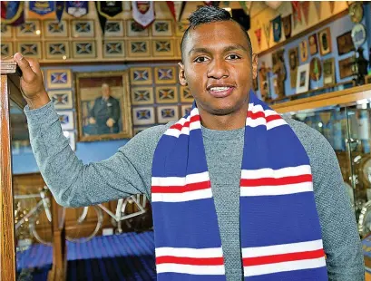  ??  ?? Target acquired: Rangers’ £1million striker Morelos, the club’s sixth summer signing, at Ibrox