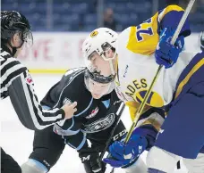  ?? KAYLE NEIS/FILES ?? Kootenay Ice forward Cameron Hausinger went against Saskatoon forward Kirby Dach during a game at the Sasktel Centre last February. The Blades have missed the playoffs five straight years.