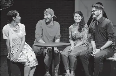  ?? Claire Logue ?? Marissa Castillo, from left, Justin White, Chelsea Ryan McCurdy and Travis Kirk Coombs star in “I Love You Because” by Rogue Production­s.