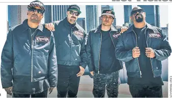  ??  ?? Percussion­ist Eric “Bobo” Correa (from left), B-Real, DJ Muggs and Sen Dog of Cypress Hill are set to play Gramercy Theatre, repping their new album, “Elephants on Acid,” on Oct. 31.