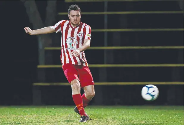  ?? Picture: STEWART McLEAN ?? OPEN FIELD: Innisfail's Paul Diprose in action last season. The Cutters will play Southside Comets in Round 4 of the FFA Cup this week.