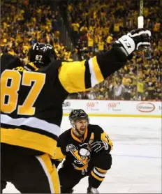  ?? Peter Diana/ Post- Gazette ?? MAY 25, 2017: The winning goal Chris Kunitz scored in the second overtime of Game 7 vs. Ottawa in the 2017 Eastern Conference final ranks among the most memorable in Penguins history.