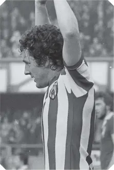  ??  ?? Wilf Rostron enjoys his role in Sunderland’s victory over Millwall in 1977.