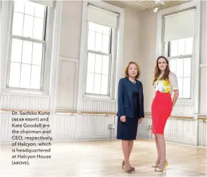  ??  ?? Dr. Sachiko Kuno (Ƨƞƚƫ ƫƢƠơƭ) and Kate Goodall are the chairman and CEO, respective­ly, of Halcyon, which is headquarte­red at Halcyon House (ƚƛƨƯƞ).