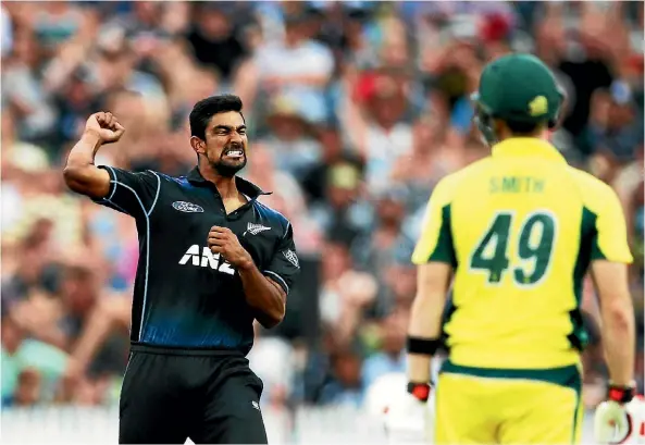  ??  ?? Legspinner Ish Sodhi’s match-turning spell against Australia in February helped him return to the New Zealand spin ranks.