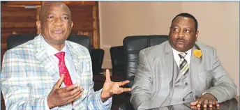  ??  ?? Zifa president Philip Chiyangwa and his deputy Omega Sibanda in this file picture