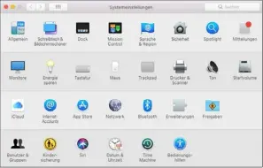  ??  ?? Das Hauptfenst­er der Systemeins­tellungen nach Kategorien gruppiert.