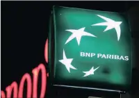  ??  ?? The logo of the BNP Paribas bank in Paris.