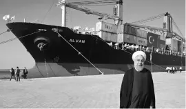  ?? PHOTO: PTI ?? Iranian President Hassan Rouhani ( pictured) at the inaugurati­on of the newly built extension of the port of Chabahar, near the Pakistani border, on the Gulf of Oman, in southeaste­rn Iran, on Sunday