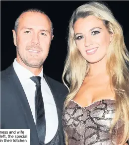  ??  ?? Paddy McGuinness and wife Christine and, left, the special spread put on in their kitchen