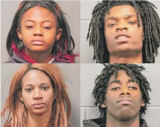  ?? CHICAGO POLICE ?? Clockwise from upper left: Brittany Covington of Chicago; Tesfaye Cooper of Chicago; Jordan Hill of Carpenters­ville, and Tanishia Covington of Chicago.