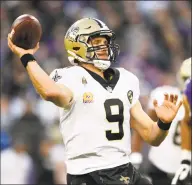  ?? Nick Wass / Associated Press ?? Quarterbac­k Drew Brees and the Saints host the Eagles on Sunday.