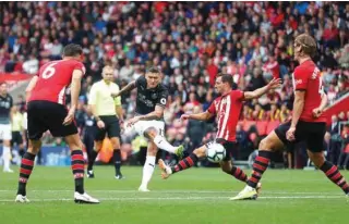  ?? – Reuters ?? GOAL BOUND: Burnley’s Jeff Hendrick shoots at goal during the Premier League match against Southampto­n.