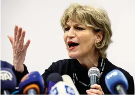  ?? (Ronen Zvulun/Reuters) ?? AMNESTY INTERNATIO­NAL secretary-general Agnes Callamard announces the organizati­on’s 211-page report, ‘Israel’s Apartheid Against Palestinia­ns: Cruel System of Domination and Crime Against Humanity,’ in east Jerusalem, February 1.
