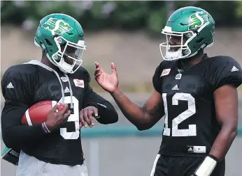  ?? MICHELLE BERG ?? Saskatchew­an quarterbac­king prospects David Watford and Marquise Williams are expected to play in Sunday’s CFL pre-season game against the host Edmonton Eskimos at Commonweal­th Stadium.