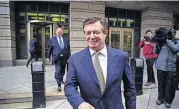  ?? [PHOTO BY AL DRAGO/BLOOMBERG] ?? Paul Manafort, former campaign manager for Donald Trump, exits from federal court April 19 in Washington.