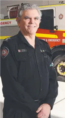  ??  ?? Retiring Burleigh station officer Karl Slade fought fires and saved baby plovers. Picture: Glenn Hampson