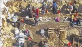  ?? Photo provided by DEC ?? Archaeolog­ists sift through a Revolution­ary War-era burial ground discovered in 2019 on Courtland Street in the Village of Lake George when a contractor was digging a foundation.