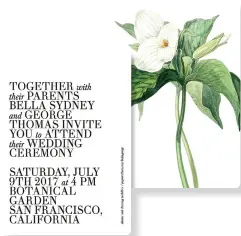  ??  ?? “Botanical Bliss” invitation featuring classic prints with modern typography by Paper Culture; papercultu­re.com