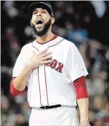  ?? DAVID J. PHILLIP THE ASSOCIATED PRESS ?? Red Sox starting pitcher David Price reacts after giving up two runs to the Houston Astros during the second inning in Game 2 of the American League Championsh­ip Series on Sunday night in Boston. The Red Sox had counted two in the bottom of the first inning.For the result and more baseball news, visit our website.