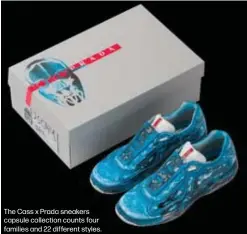  ?? ?? The Cass x Prada sneakers capsule collection counts four families and 22 different styles.