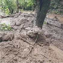  ??  ?? Las lluvias arrastraro­n lodo, troncos y piedras. Muchas de las viviendas inundadas fueron limpiadas hasta ayer.