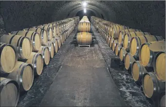  ?? (AP PHOTO/FRANCOIS MORI) ?? Empty barrels for the next harvest in autumn in the cave of Champagne producer Anselme Selosse in Avize, in the Champagne region, east of Paris, Tuesday, July 28, 2020.