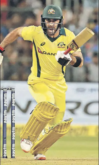  ?? AP ?? Glenn Maxwell became the first Australian and third overall player to score three T20 Internatio­nal centuries in the second match against India on Wednesday. Australia won the series 2-0.