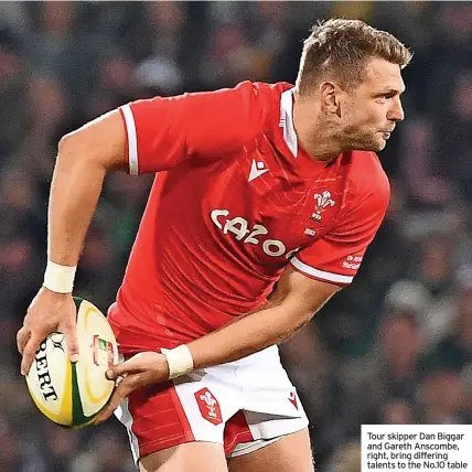  ?? ?? Tour skipper Dan Biggar and Gareth Anscombe, right, bring differing talents to the No.10 table