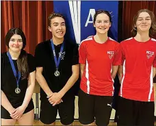  ?? SUBMITTED PHOTO ?? Fox Valley’s Lexi Schneider and Dominic Ehnisz and Maple Creek’s Savannah Frey and Aydan Buss advanced to represent SWAC in Mixed Doubles at Regionals in Regina on May 6.