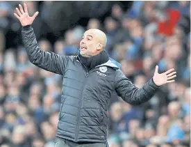  ??  ?? Manchester City manager Pep Guardiola reacts during a recent match.