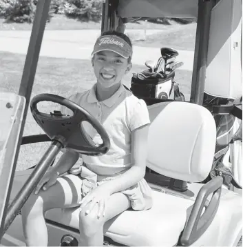  ?? [LIZ BEVAN / THE OBSERVER] ?? Delaney Watson, 11, is getting ready to hit the links Thursday morning at Turnberry Golf Club in Burlington, just one of the many golf tournament­s she will be playing in this summer.