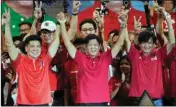  ?? PTI ?? Ferdinand "Bongbong" Marcos Jr. gestures as he greets the crowd during a campaign rally in Quezon City, Philippine­s