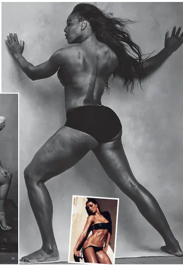  ??  ?? Statuesque: Serena Williams, 34. Inset: Model Gisele in the 2006 calendar