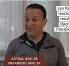  ??  ?? Leo Varadkar reacts to his results on Operation Transforma­tion