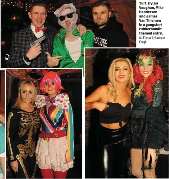  ?? Mairead O’Sullivan and Noranne Downey rocking the skeleton & clown look.
All Photos by Eamonn Keogh. Shannen Kenny and Gillian Monaghan as Poison Ivy in the swing of the thrilling night at the Grand. ??