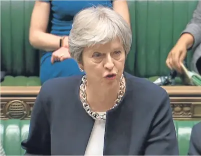  ?? Picture: PA. ?? Prime Minister Theresa May speaks during the debate in the House of Commons.