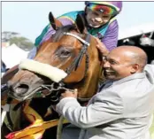  ??  ?? Trainer Yogas Govender with one of his winning horses.