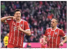  ?? (Photo EPA/MaxPPP) ?? Lewandowsk­i, auteur d’un triplé et Ribéry, buteur également, ont porté le Bayern contre Dortmund. Score sans appel : - !