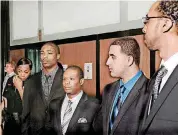  ?? [PHOTO BY JIM BECKEL, THE OKLAHOMAN] ?? From left, Martaveous Dwayne Gillioms, Todd Alan Miller, Hareth Hameed and Antonio Dewayne Ligons appear Aug. 27 at the Oklahoma County courthouse for their murder trial.