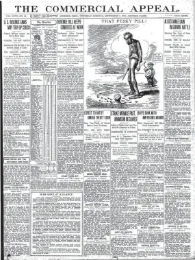  ?? THE COMMERCIAL APPEAL ?? A historic front page from Sept. 7, 1916