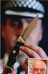  ??  ?? Frightenin­g: A blade handed in to the police. Inset: Lee Pattle