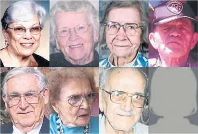  ?? SUPPLIED PHOTOS ?? The eight victims Elizabeth Wettlaufer was convicted of murdering. Top row from left: Maureen Pickering, Gladys Millard, Helen Matheson, Arpad Horvath. Bottom row: James Silcox, Mary Zurawinski, Maurice (Moe) Granat. Not pictured is Helen Young.