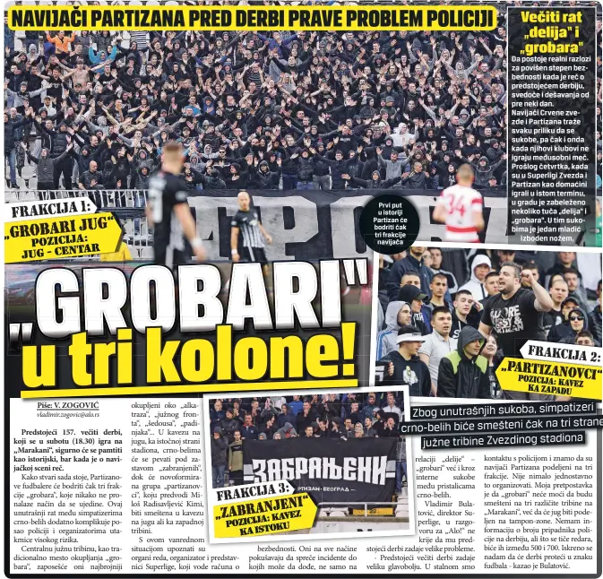  ??  ?? Prvi put u istoriji Partizan će bodriti čak tri frakcije navijača