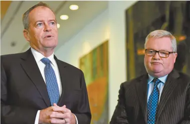  ??  ?? Shadow minister for government services Bill Shorten and Gordon Legal senior partner Peter Gordon in Canberra this week.