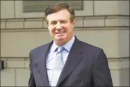  ?? Jose Luis Magana / Associated Press ?? Paul Manafort, President Donald Trump's former campaign chairman, leaves the Federal District Court after a hearing, in Washington in May. Special counsel Robert Mueller is accusing Manafort of lying to federal investigat­ors in the Russia probe in breach of his plea agreement.